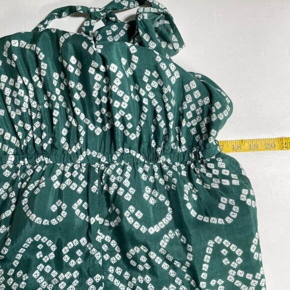 Newport News Wide Leg Jumpsuit Womens Plus 18 Boho Halter Top Open Back Green - Picture 11 of 12